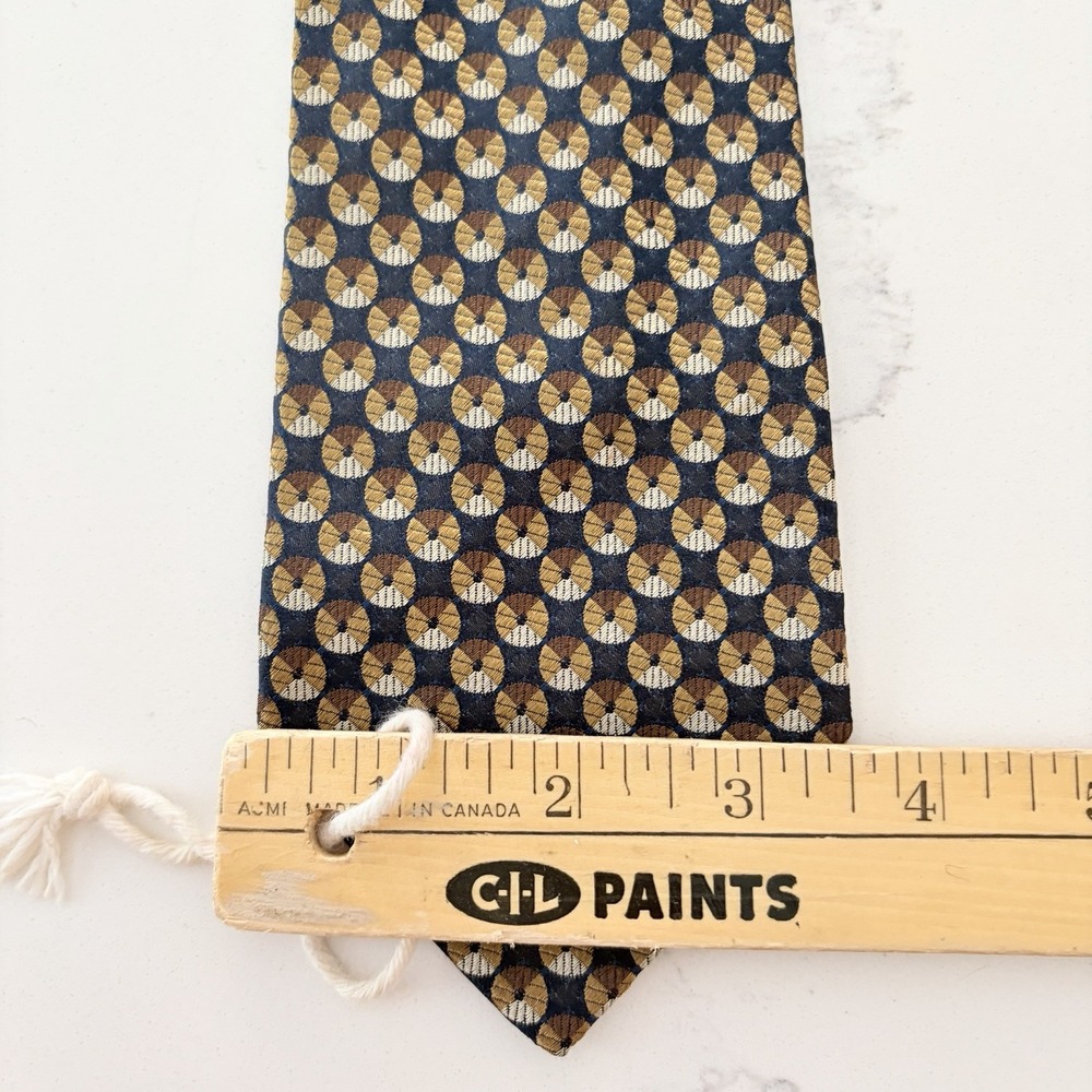 French Charvet Place Vendome Silk Tie Sphere Brown Geometric - Picture 4 of 4